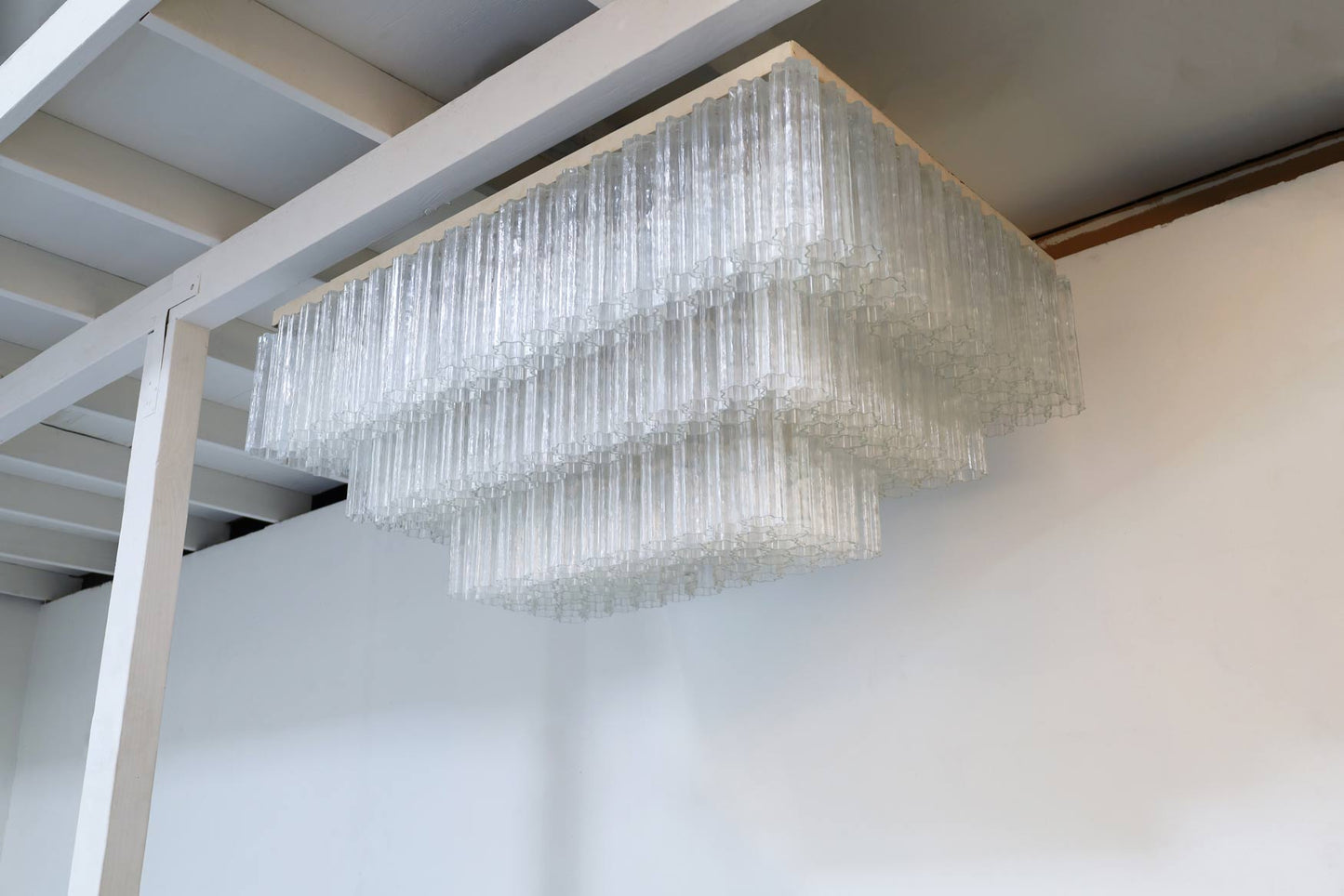 Monumental Italian Murano Glass "Tronchi" Chandelier by Venini