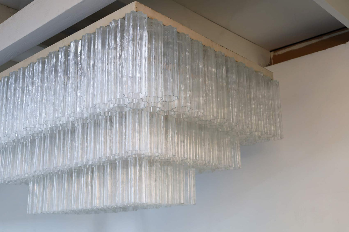 Monumental Italian Murano Glass "Tronchi" Chandelier by Venini