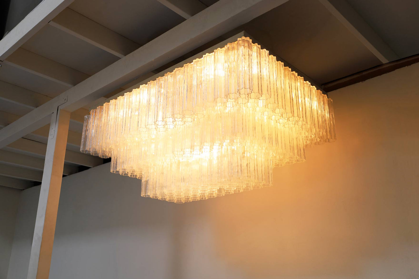 Monumental Italian Murano Glass "Tronchi" Chandelier by Venini