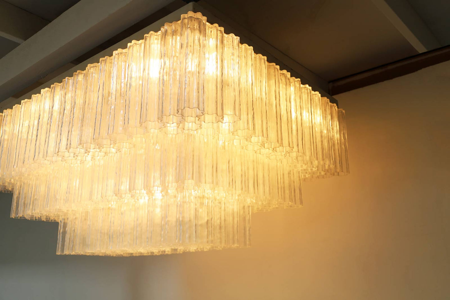 Monumental Italian Murano Glass "Tronchi" Chandelier by Venini