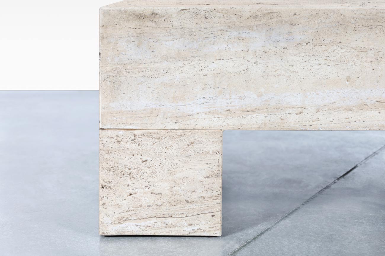 Monumental Italian Travertine Coffee Table