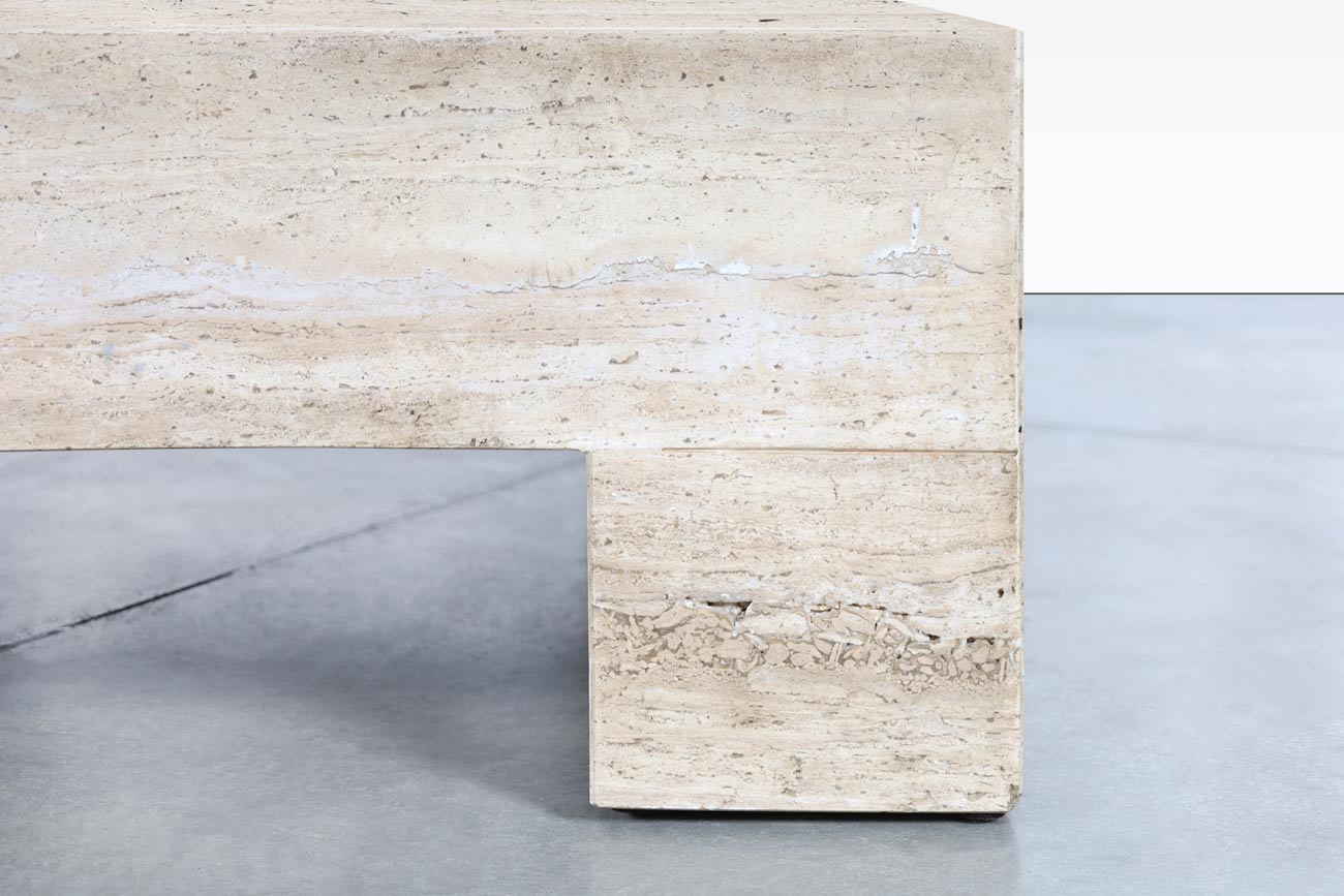 Monumental Italian Travertine Coffee Table
