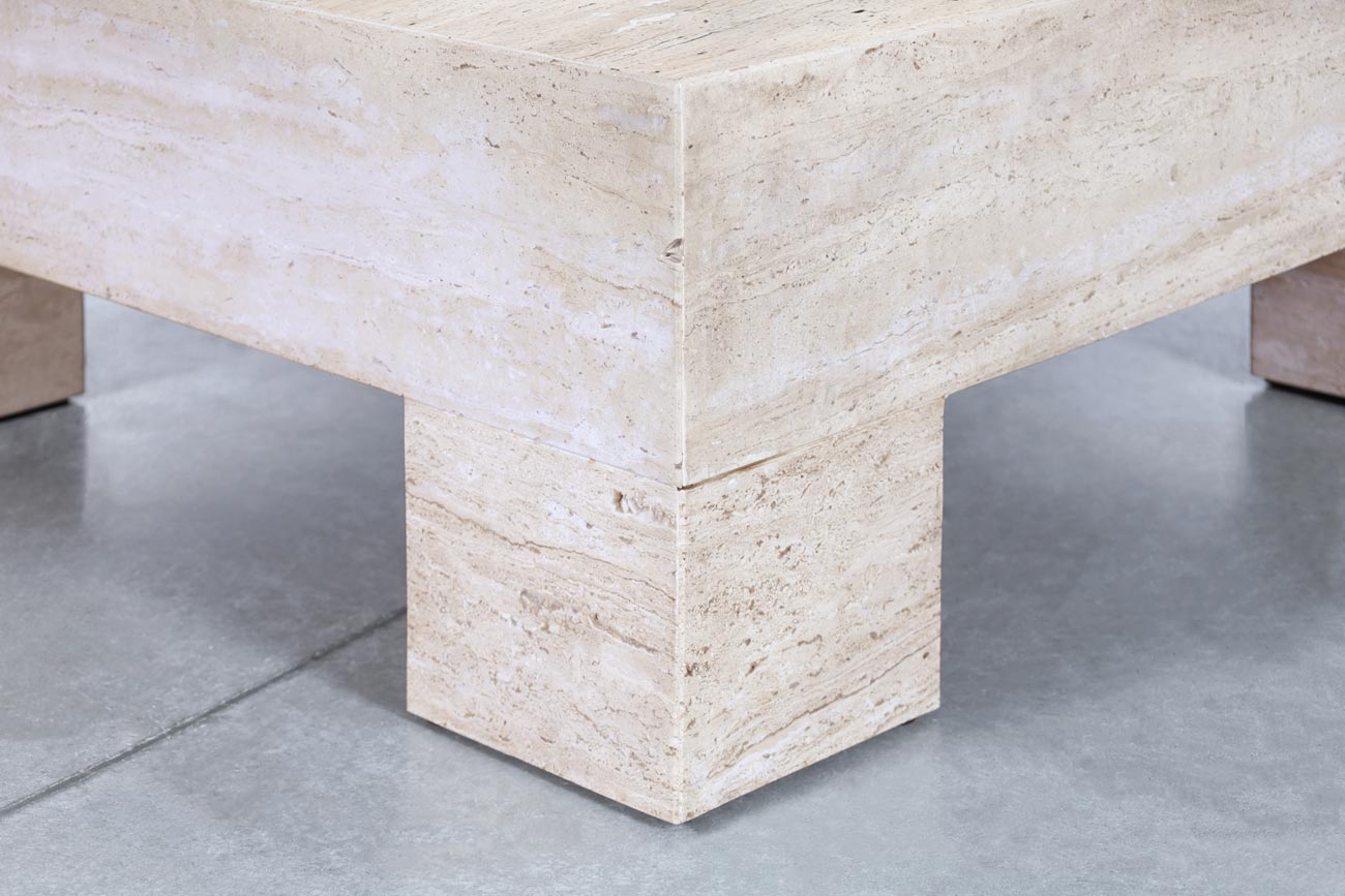Monumental Italian Travertine Coffee Table