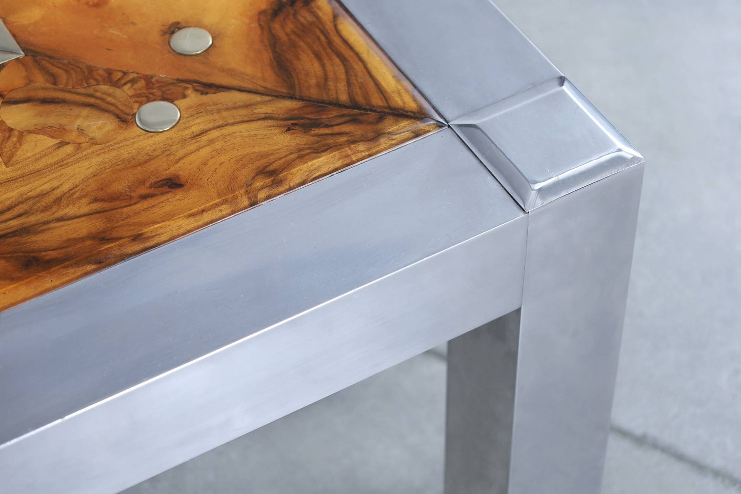 Monumental Oyster Burl Wood and Aluminum Coffee Table