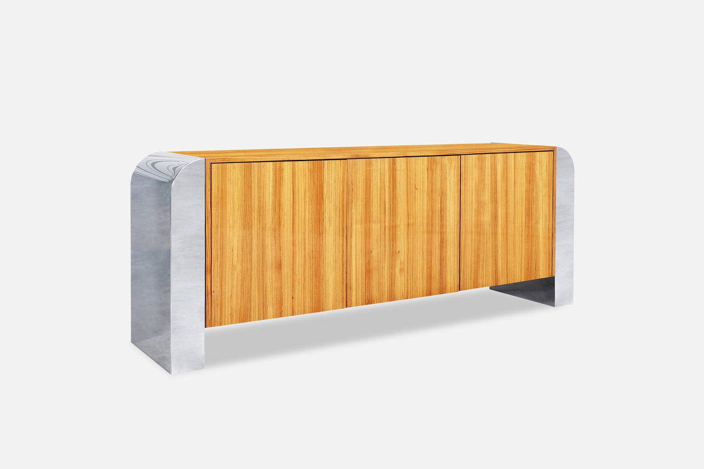 Monumental Stainless Steel "Waterfall" Credenza by John Mascheroni