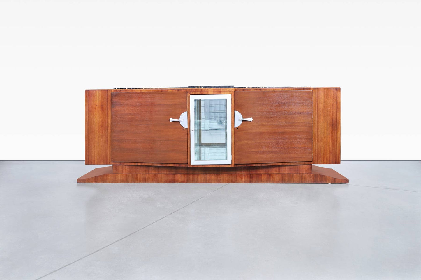 Monumental Art Deco Walnut and Marble Credenza by Maurice Rinck