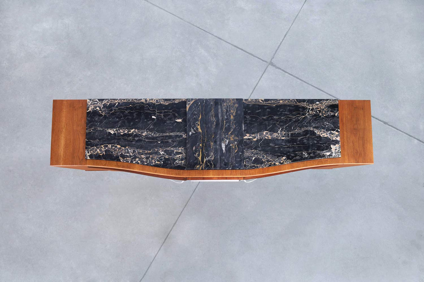 Monumental Art Deco Walnut and Marble Credenza by Maurice Rinck