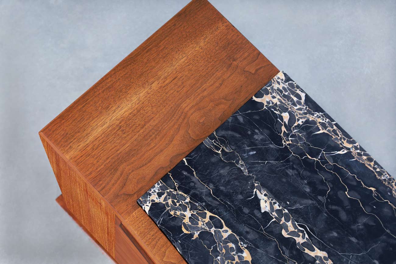 Monumental Art Deco Walnut and Marble Credenza by Maurice Rinck