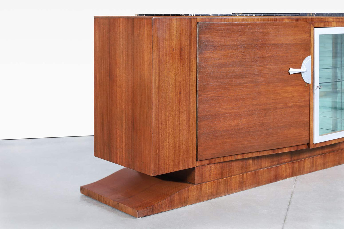 Monumental Art Deco Walnut and Marble Credenza by Maurice Rinck