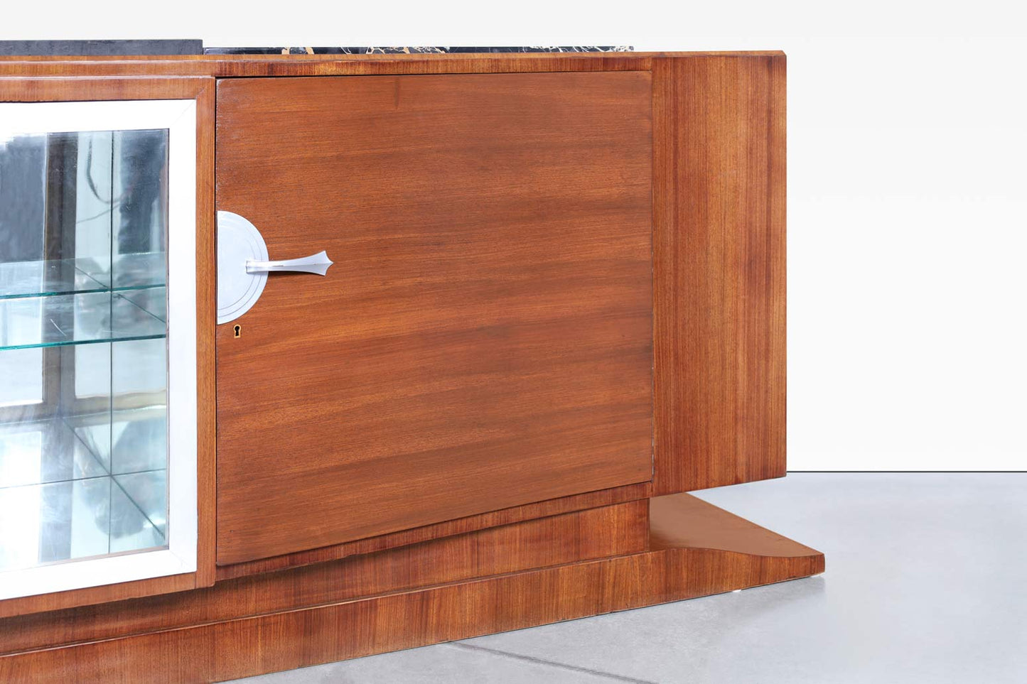 Monumental Art Deco Walnut and Marble Credenza by Maurice Rinck
