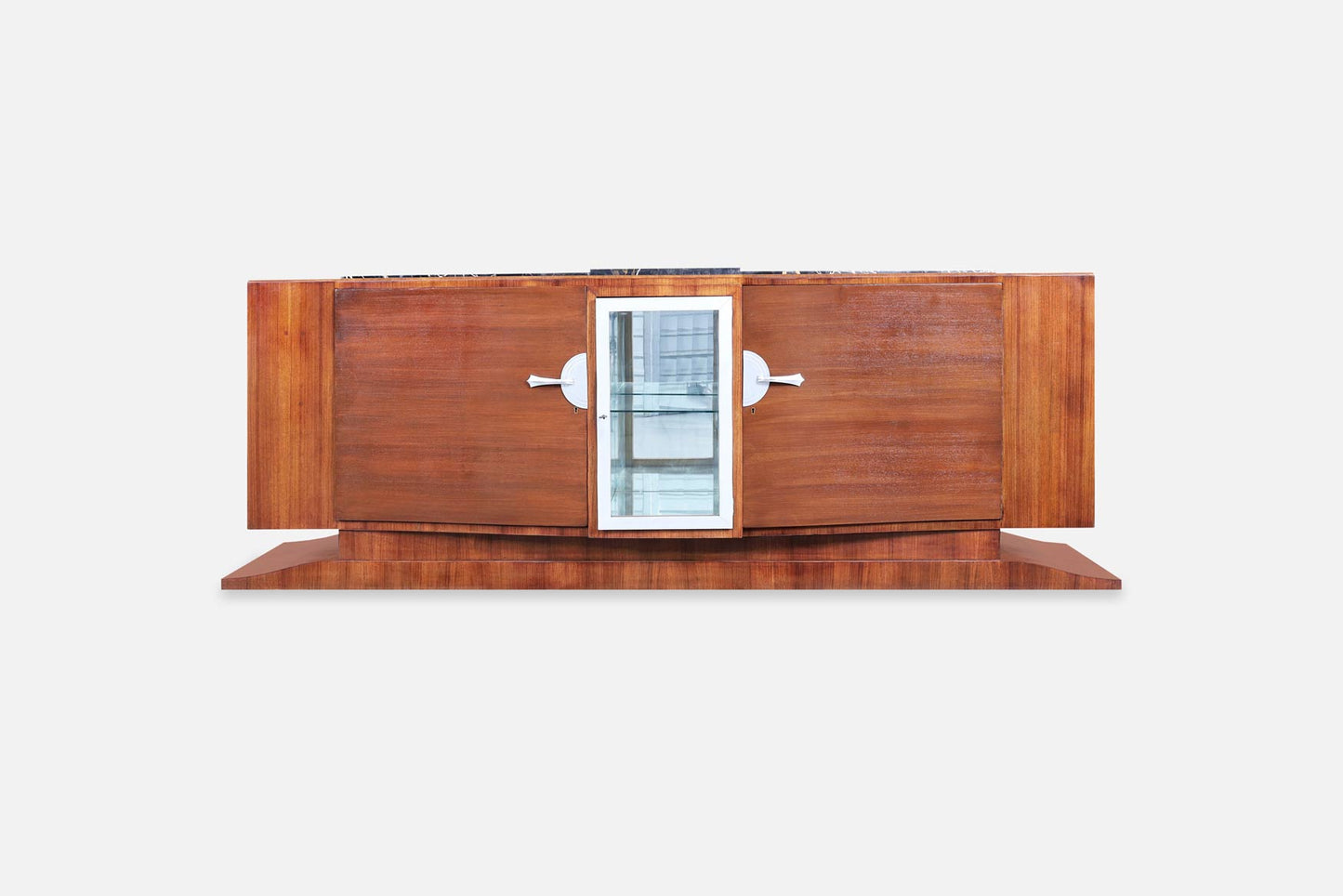 Monumental Art Deco Walnut and Marble Credenza by Maurice Rinck