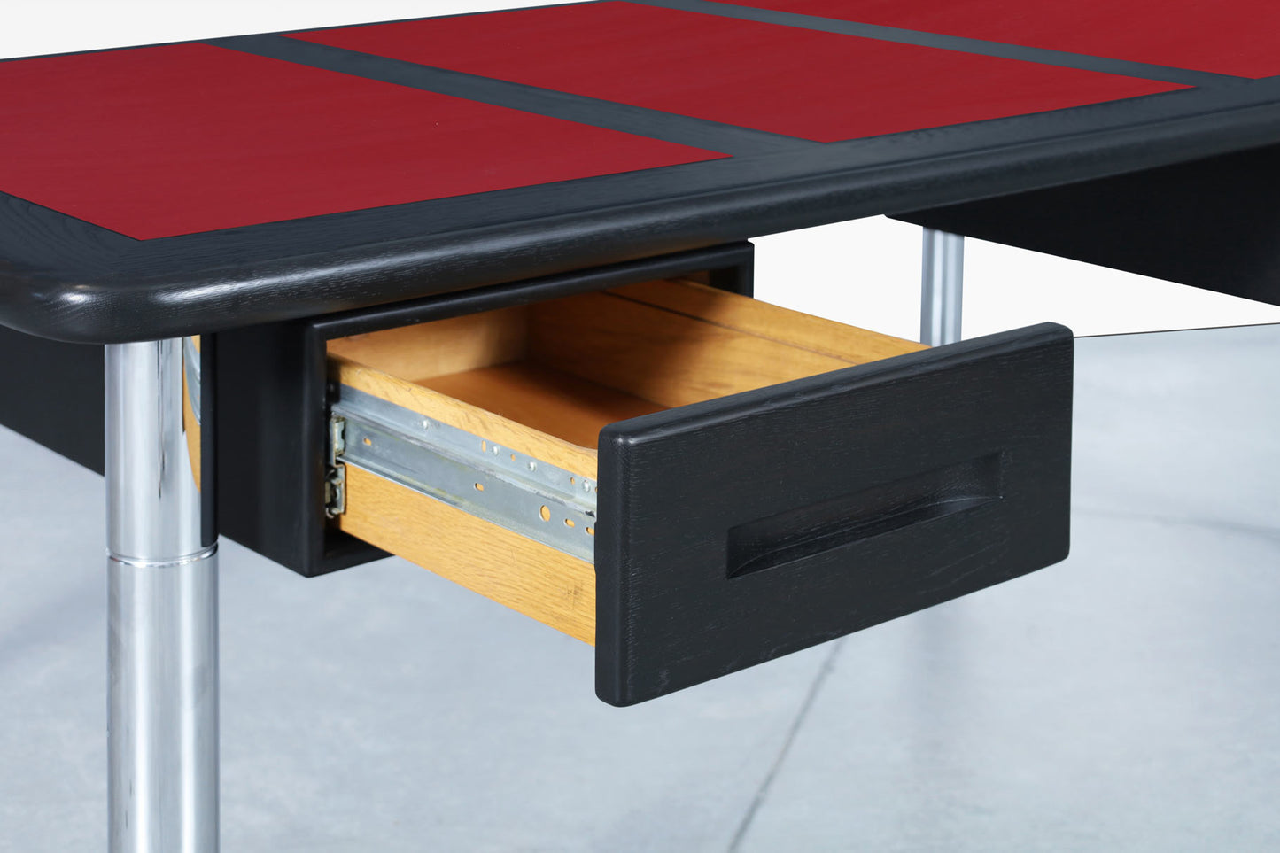 Monumental Ebony and Chrome Executive Desk