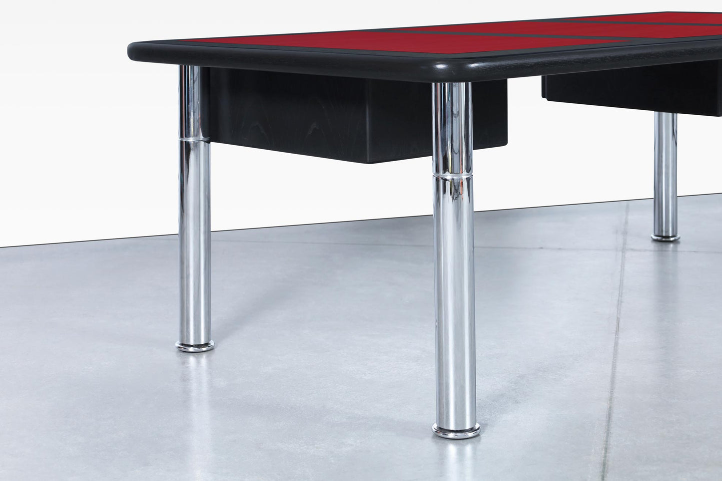 Monumental Ebony and Chrome Executive Desk