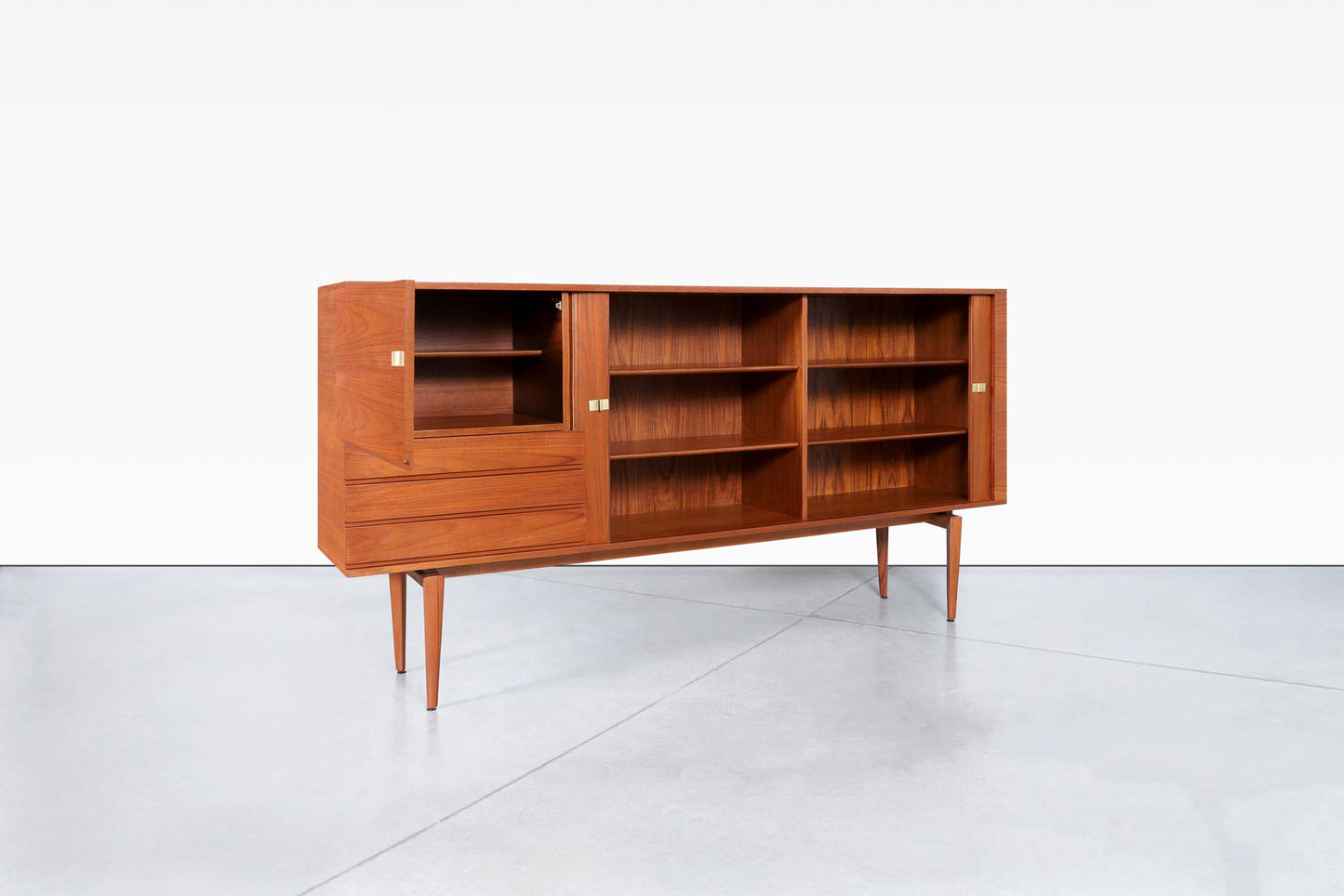 Monumental Teak Tambour Door Sideboard by H.W. Klein for Bramin