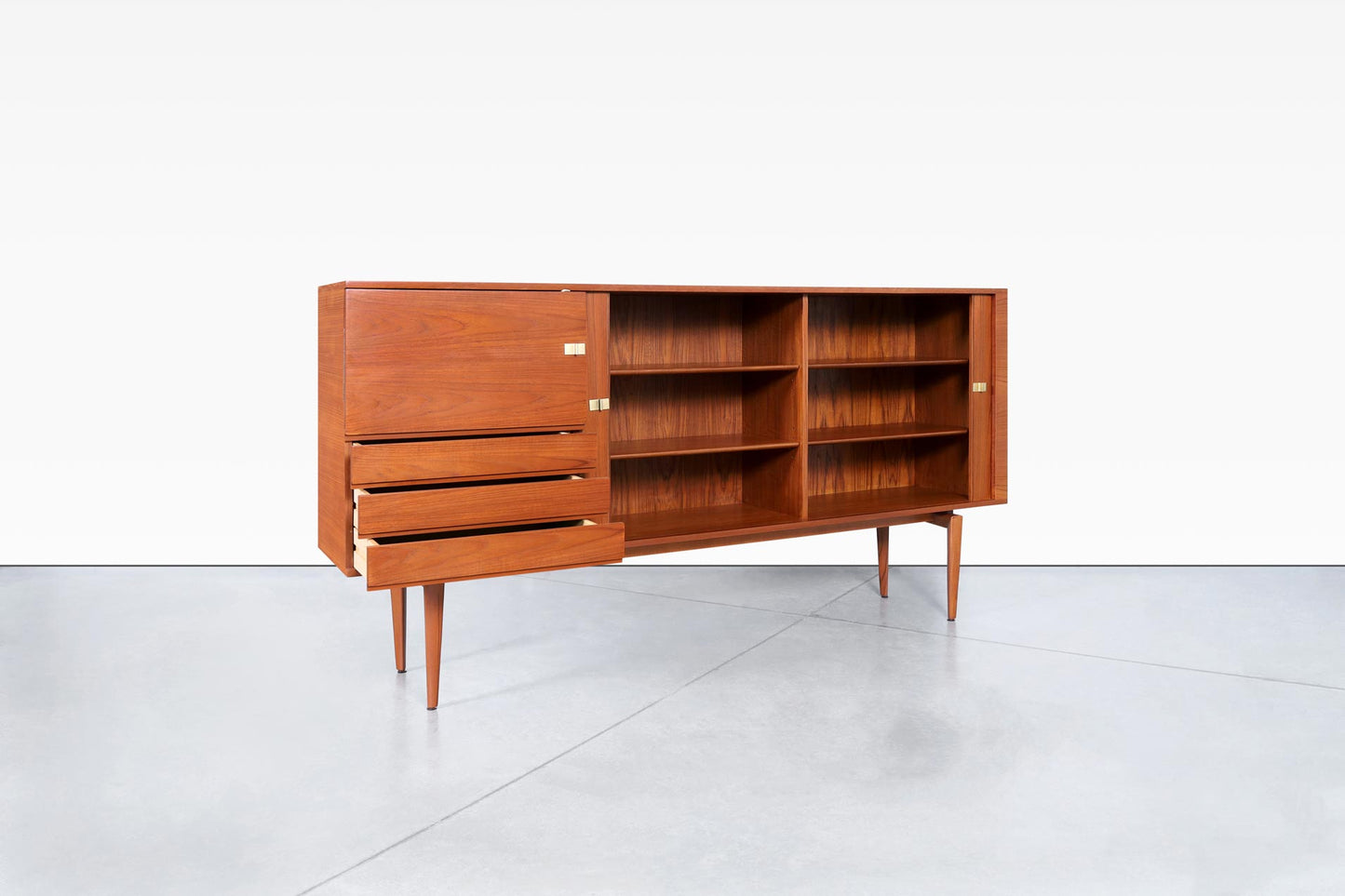 Monumental Teak Tambour Door Sideboard by H.W. Klein for Bramin