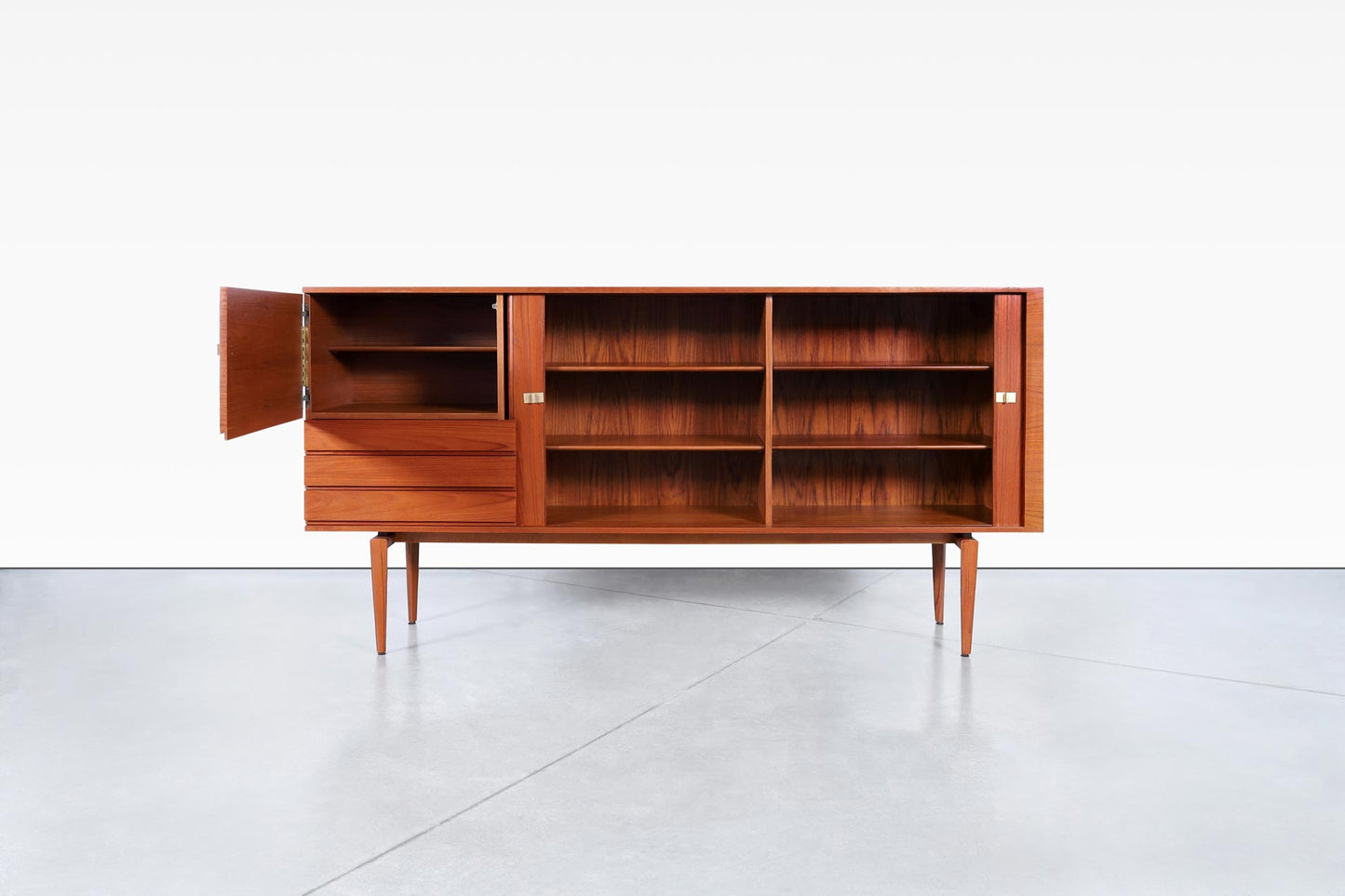 Monumental Teak Tambour Door Sideboard by H.W. Klein for Bramin