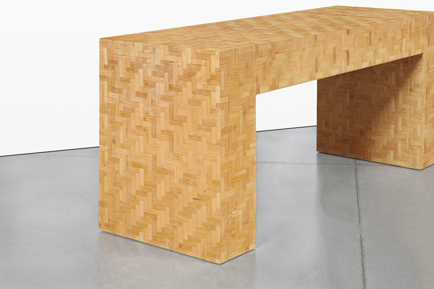 Postmodern Bamboo Parquet Waterfall Console Table
