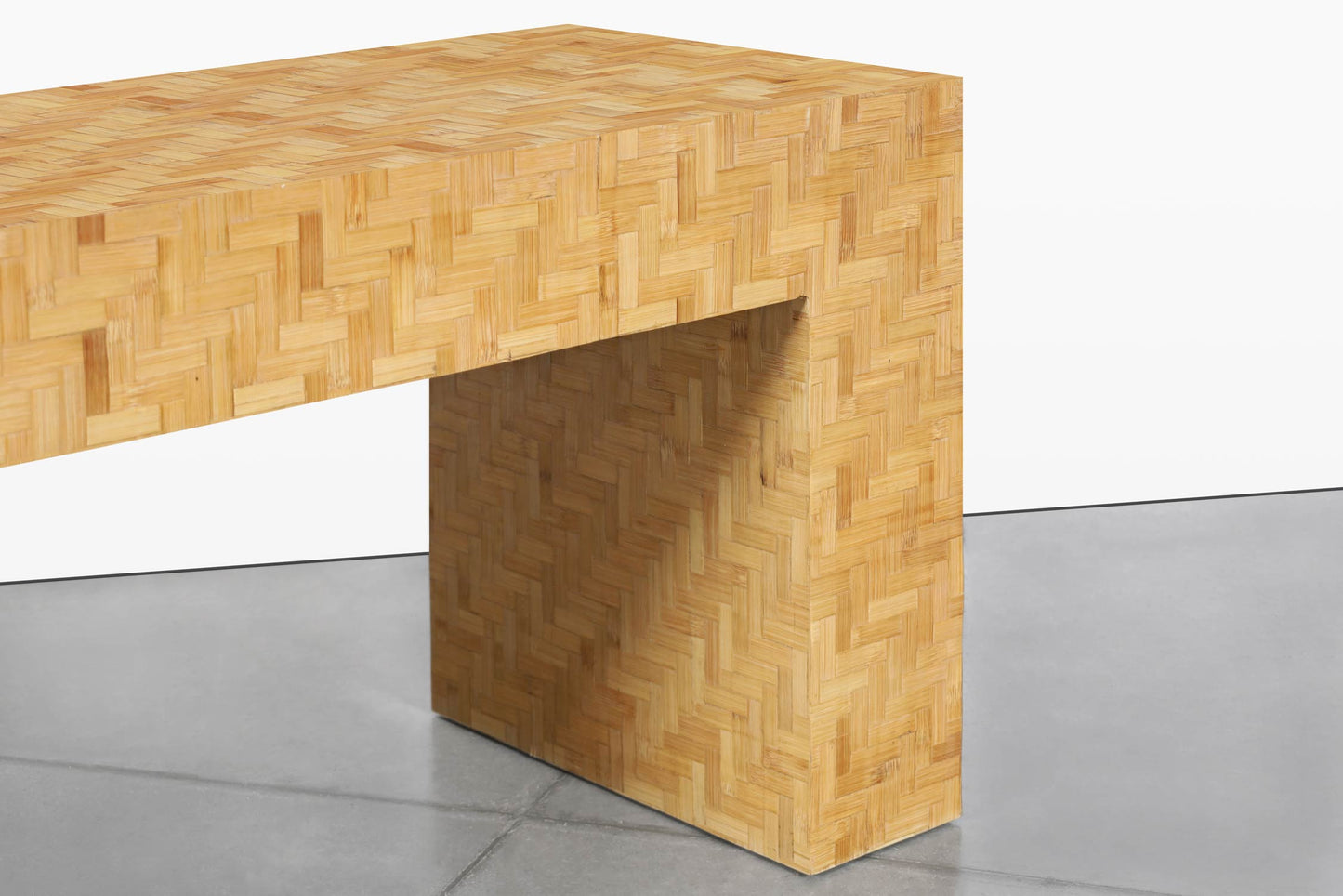 Postmodern Bamboo Parquet Waterfall Console Table