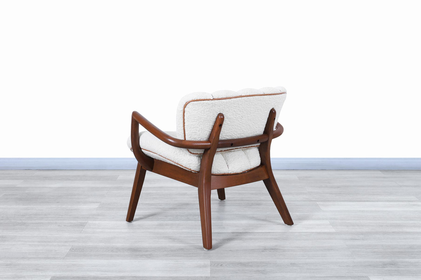 Mid-Century Modern Boucle and Leather Armchairs by Paul Laszlo