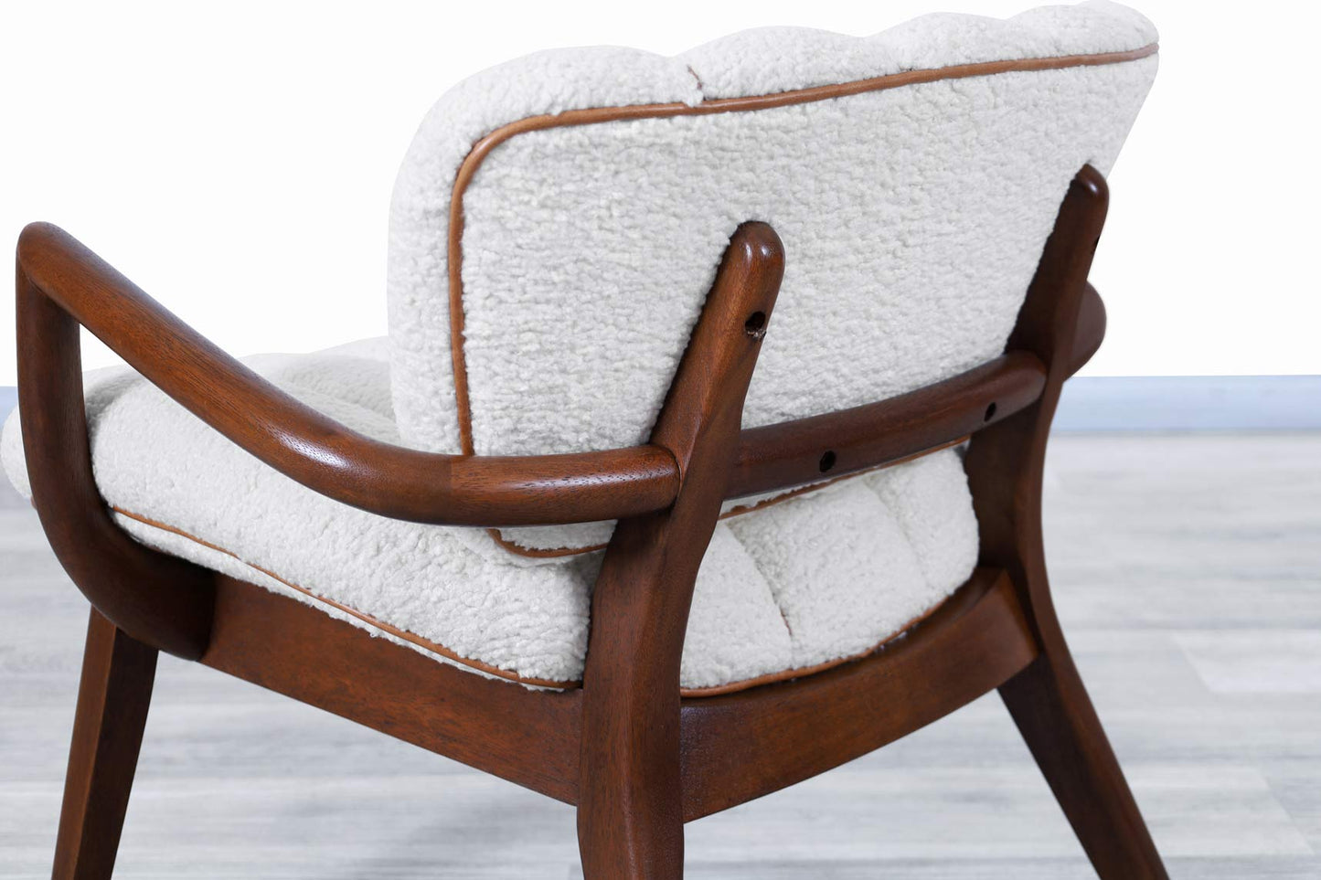 Mid-Century Modern Boucle and Leather Armchairs by Paul Laszlo