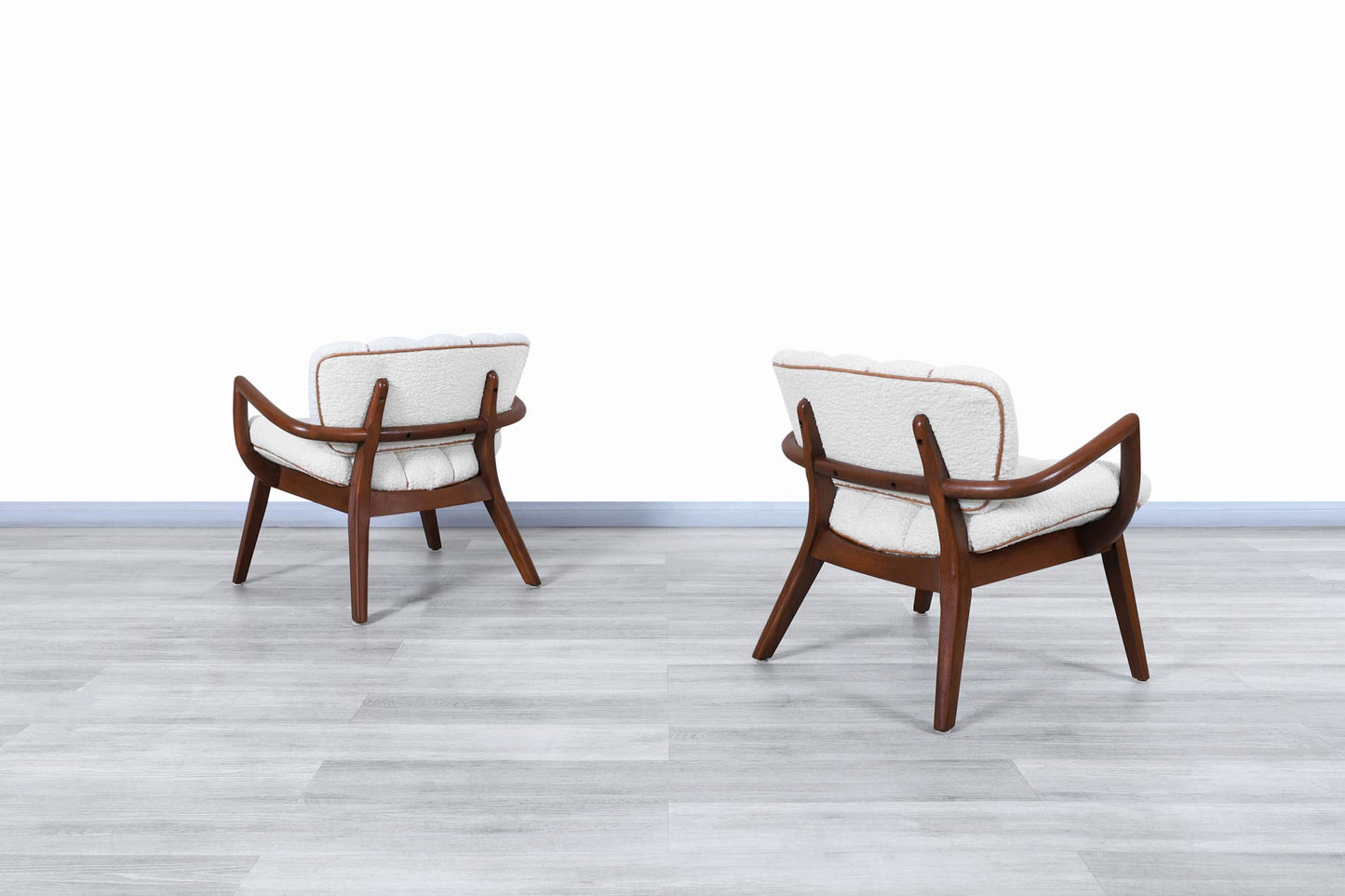 Vintage Boucle and Leather Armchairs by Paul Laszlo