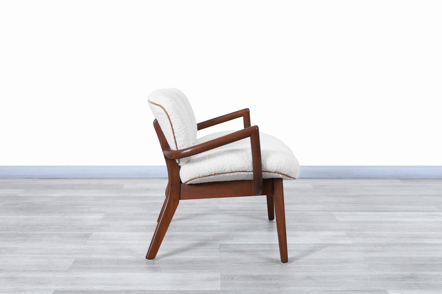 Vintage Boucle and Leather Armchairs by Paul Laszlo