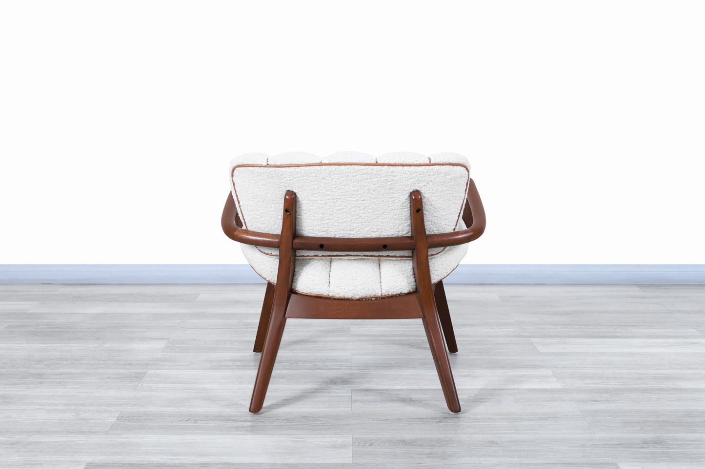 Mid-Century Modern Boucle and Leather Armchairs by Paul Laszlo