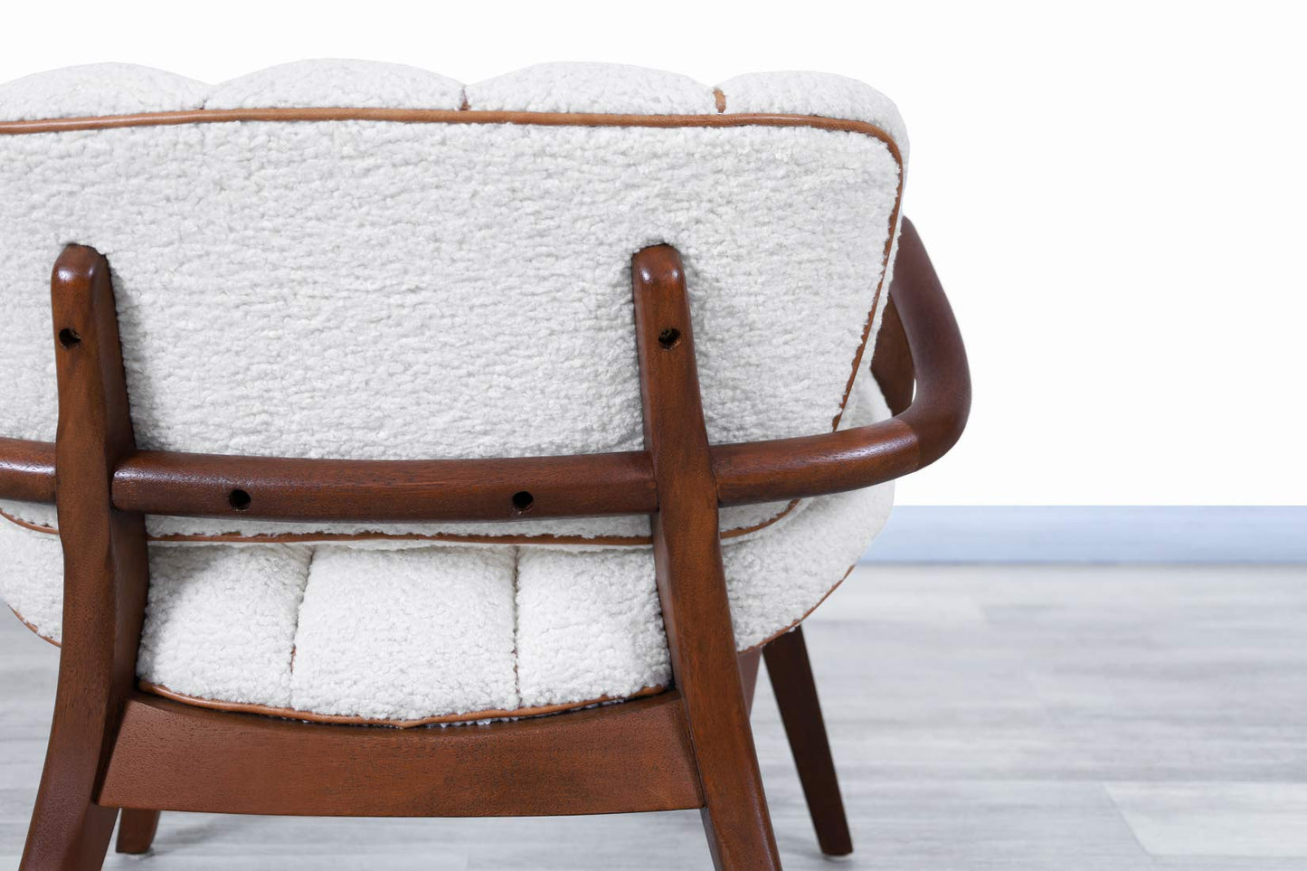 Mid-Century Modern Boucle and Leather Armchairs by Paul Laszlo