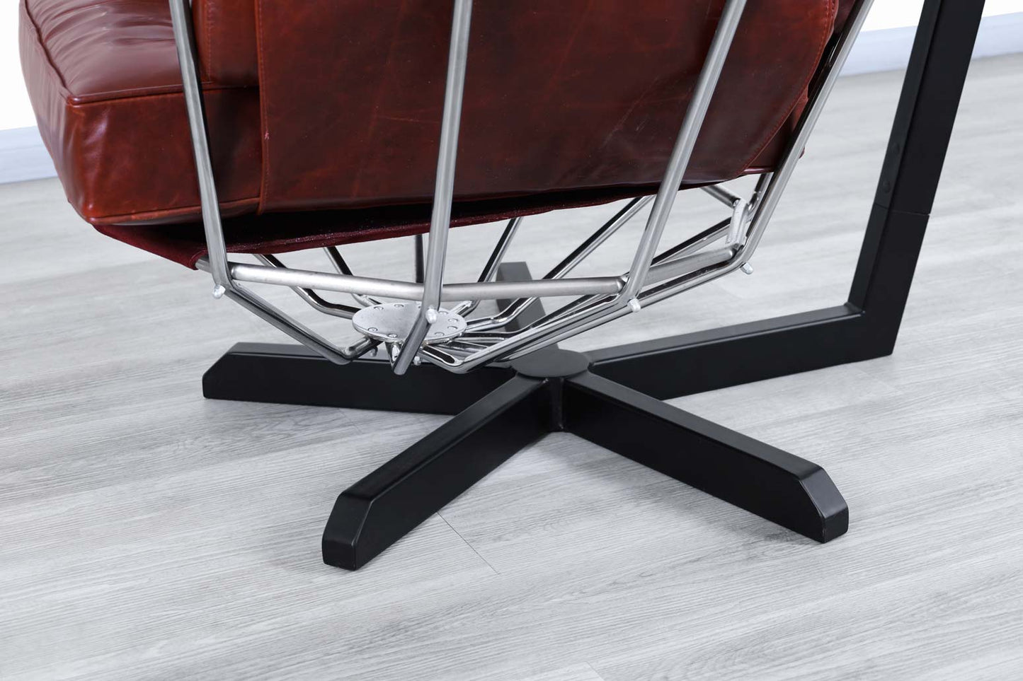 Mid-Century Swedish Leather "Perrot Cage" Swing Chair by Ib Arberg