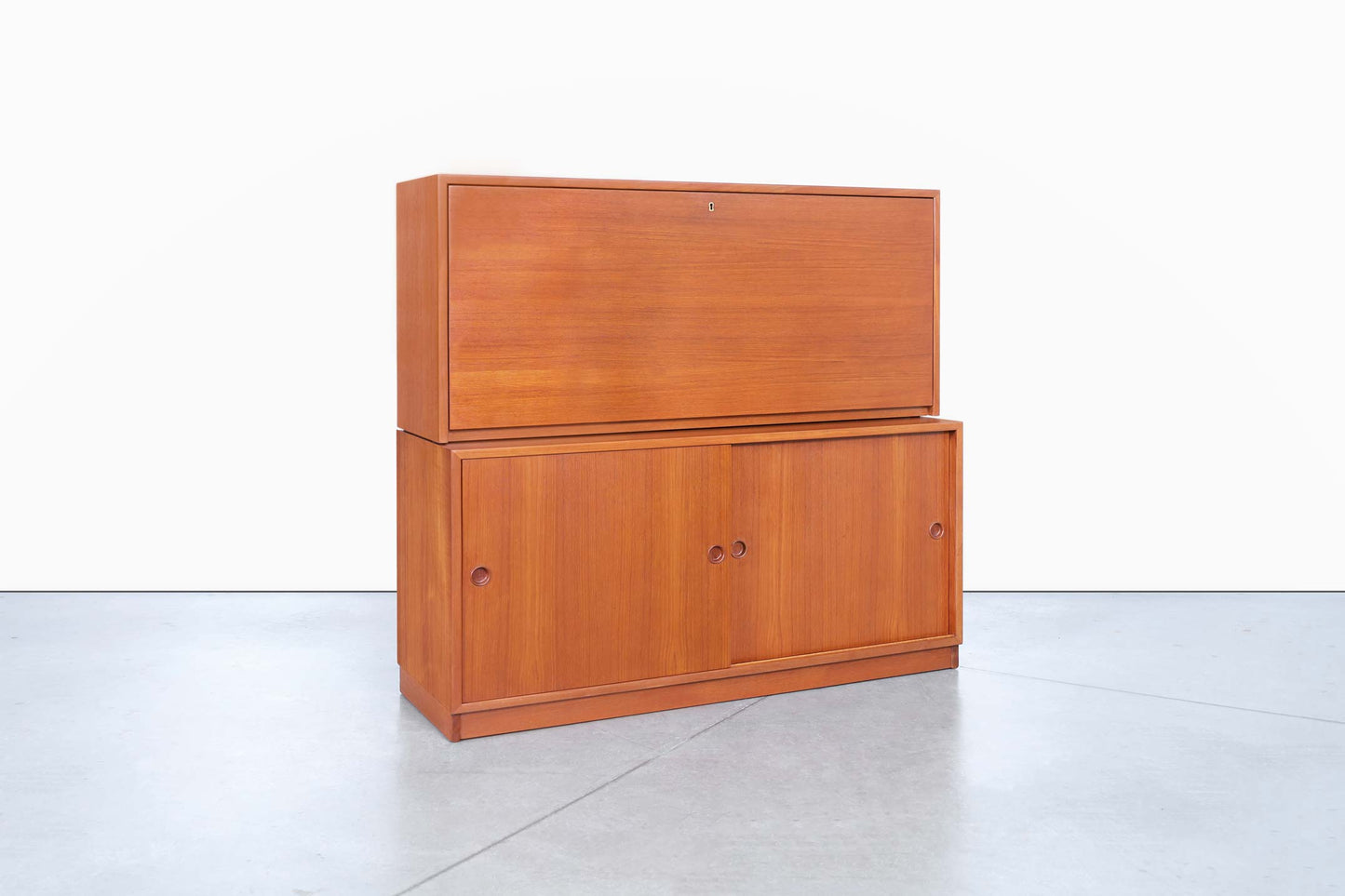 Swedish Two-Piece Teak Cabinet or Secretary Desk by Børge Mogensen
