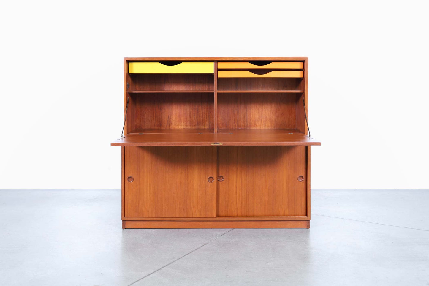 Swedish Two-Piece Teak Cabinet or Secretary Desk by Børge Mogensen
