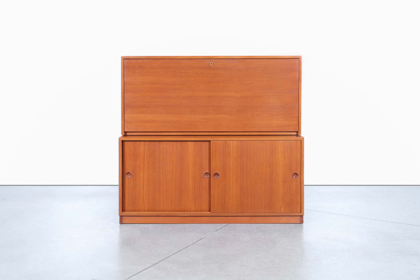Swedish Two-Piece Teak Cabinet or Secretary Desk by Børge Mogensen