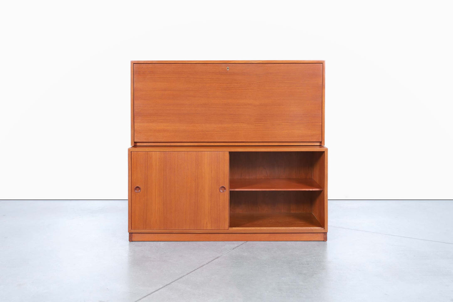 Swedish Two-Piece Teak Cabinet or Secretary Desk by Børge Mogensen