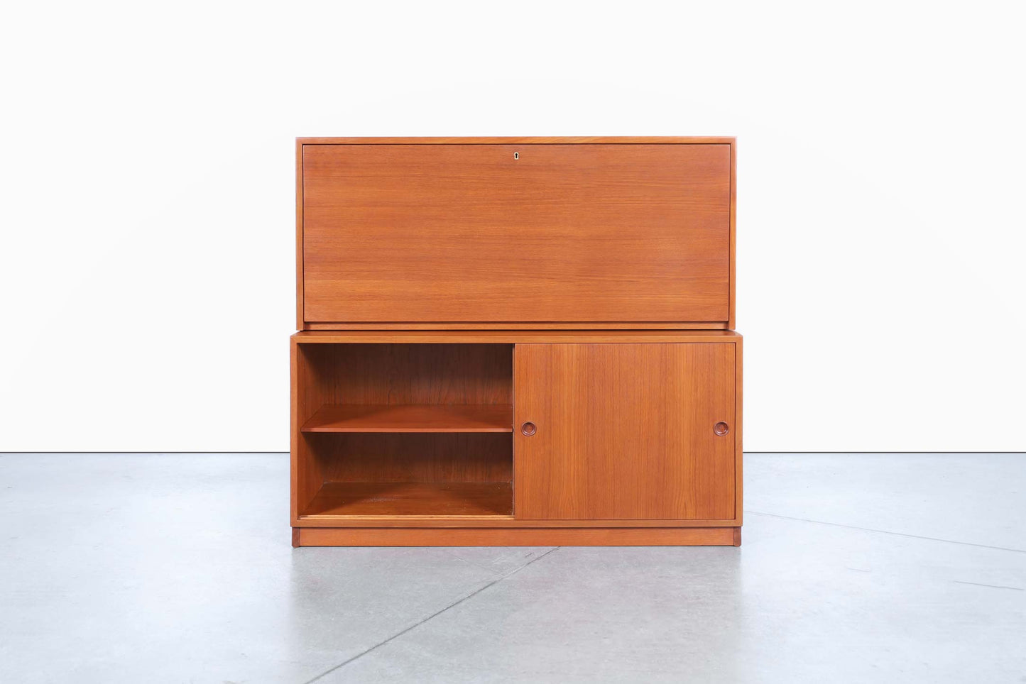 Swedish Two-Piece Teak Cabinet or Secretary Desk by Børge Mogensen
