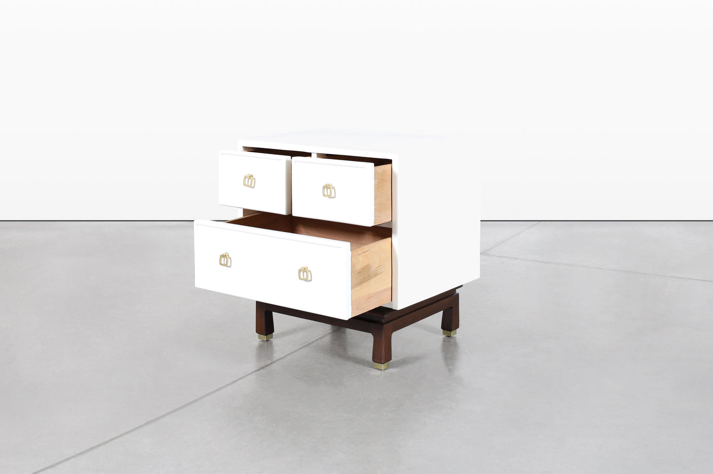 Vintage Beige Lacquered Nightstands by American of Martinsville