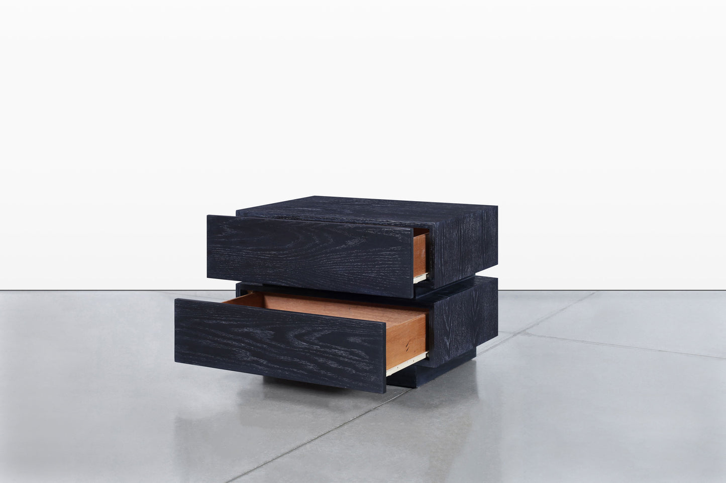 Vintage Black Cerused Nightstands by Steve Chase