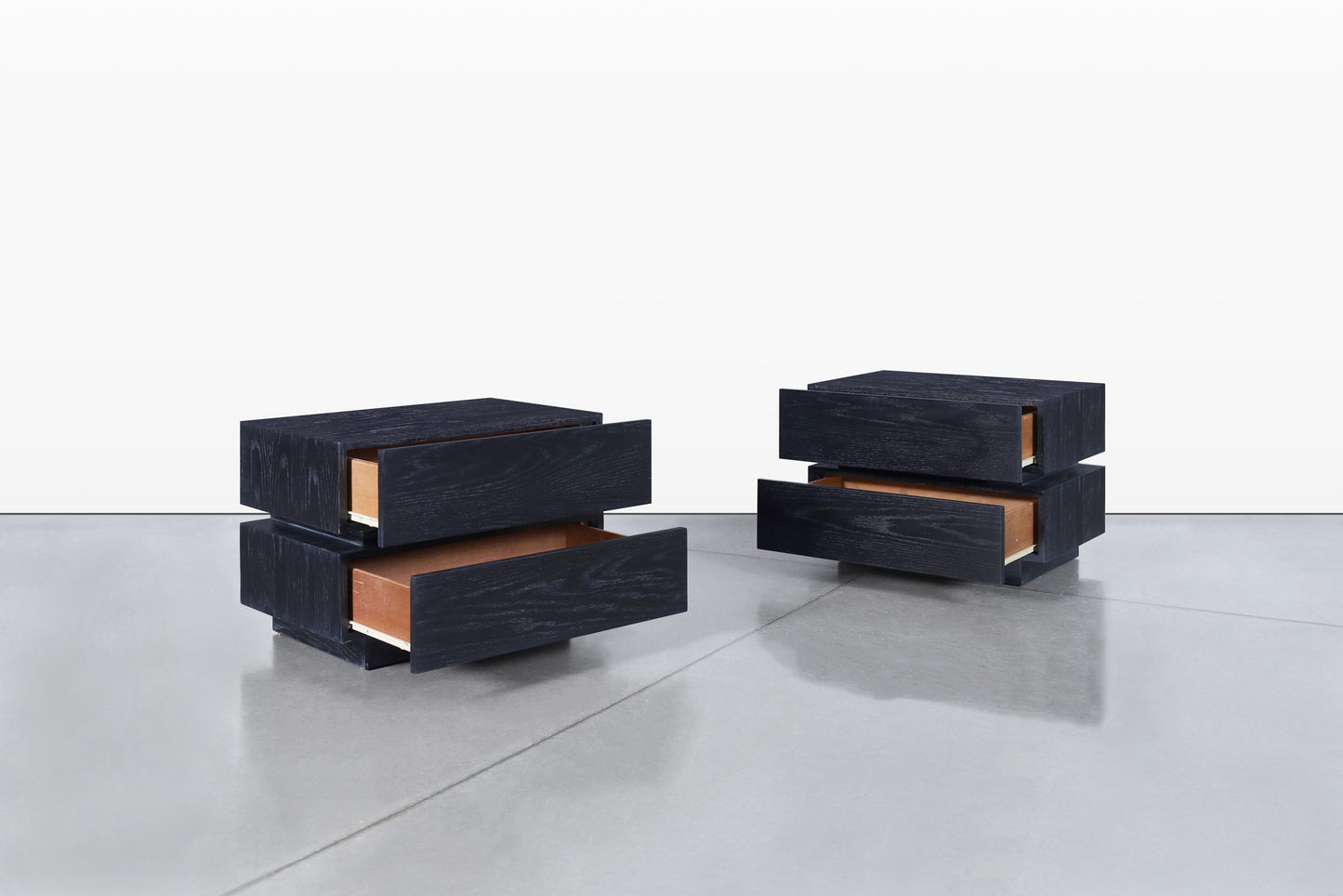 Vintage Black Cerused Nightstands by Steve Chase