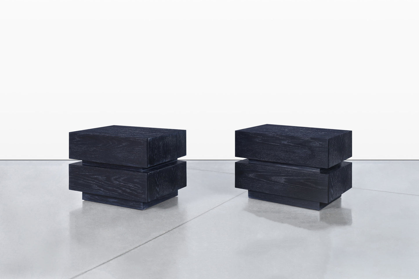 Vintage Black Cerused Nightstands by Steve Chase
