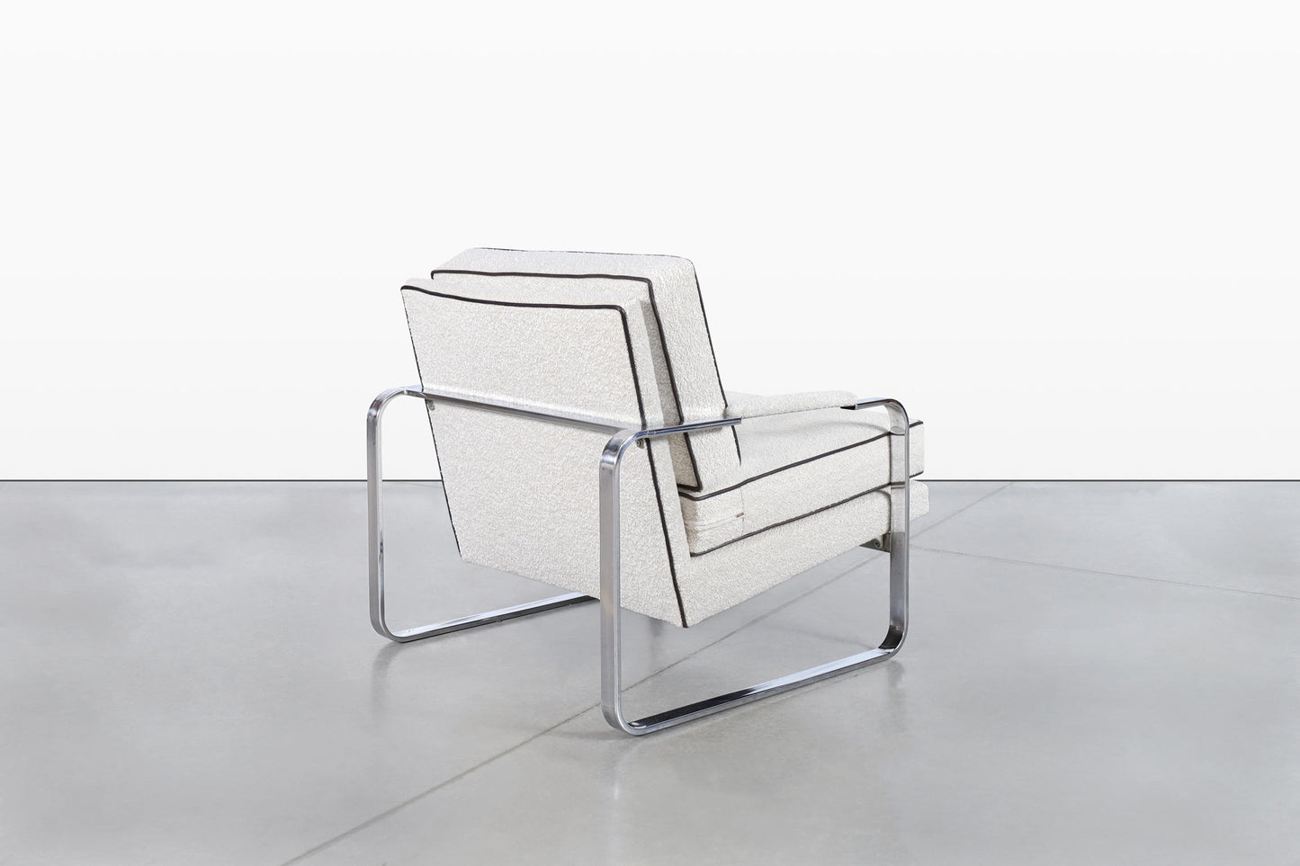 Vintage Boucle and Chrome Lounge Chairs Attributed to Milo Baughman