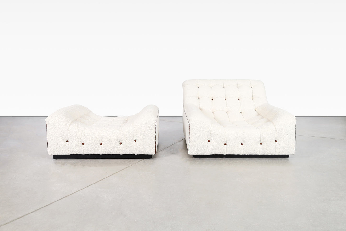 Vintage Boucle Lounge Chair with Ottoman Attributed to Milo Baughman