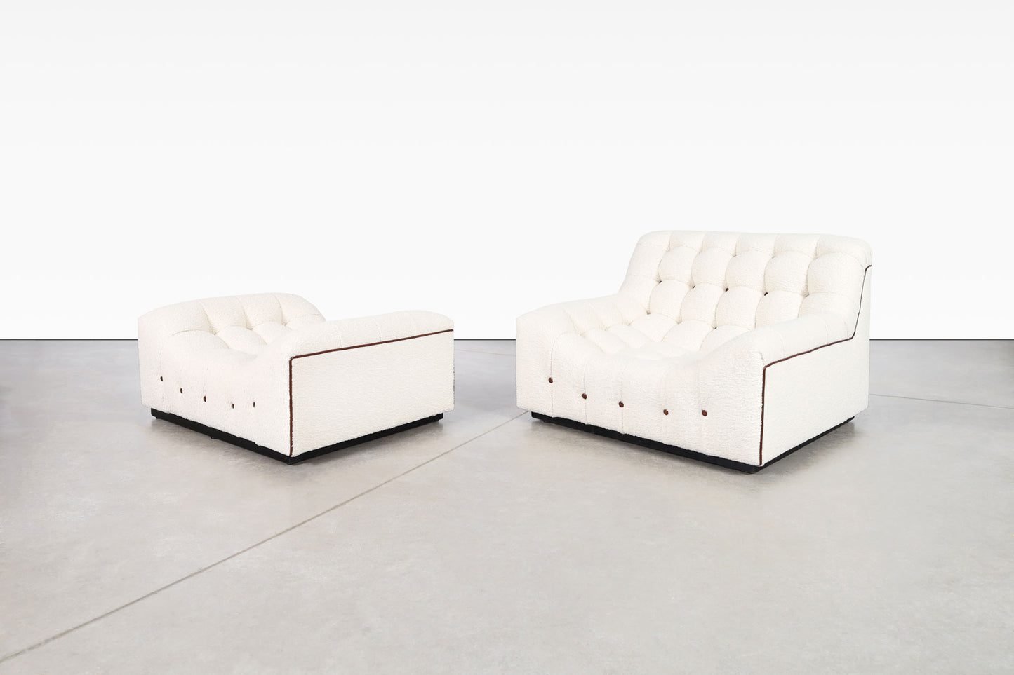 Vintage Boucle Lounge Chair with Ottoman Attributed to Milo Baughman