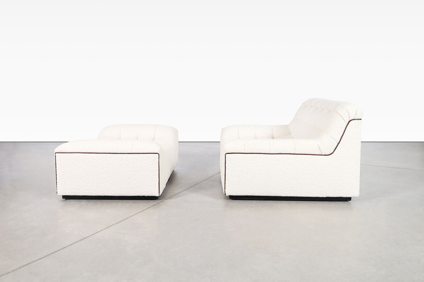 Vintage Boucle Lounge Chair with Ottoman Attributed to Milo Baughman