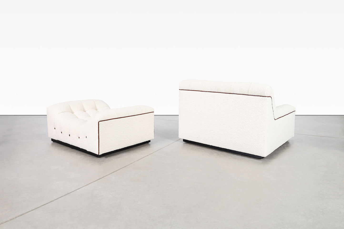 Vintage Boucle Lounge Chair with Ottoman Attributed to Milo Baughman