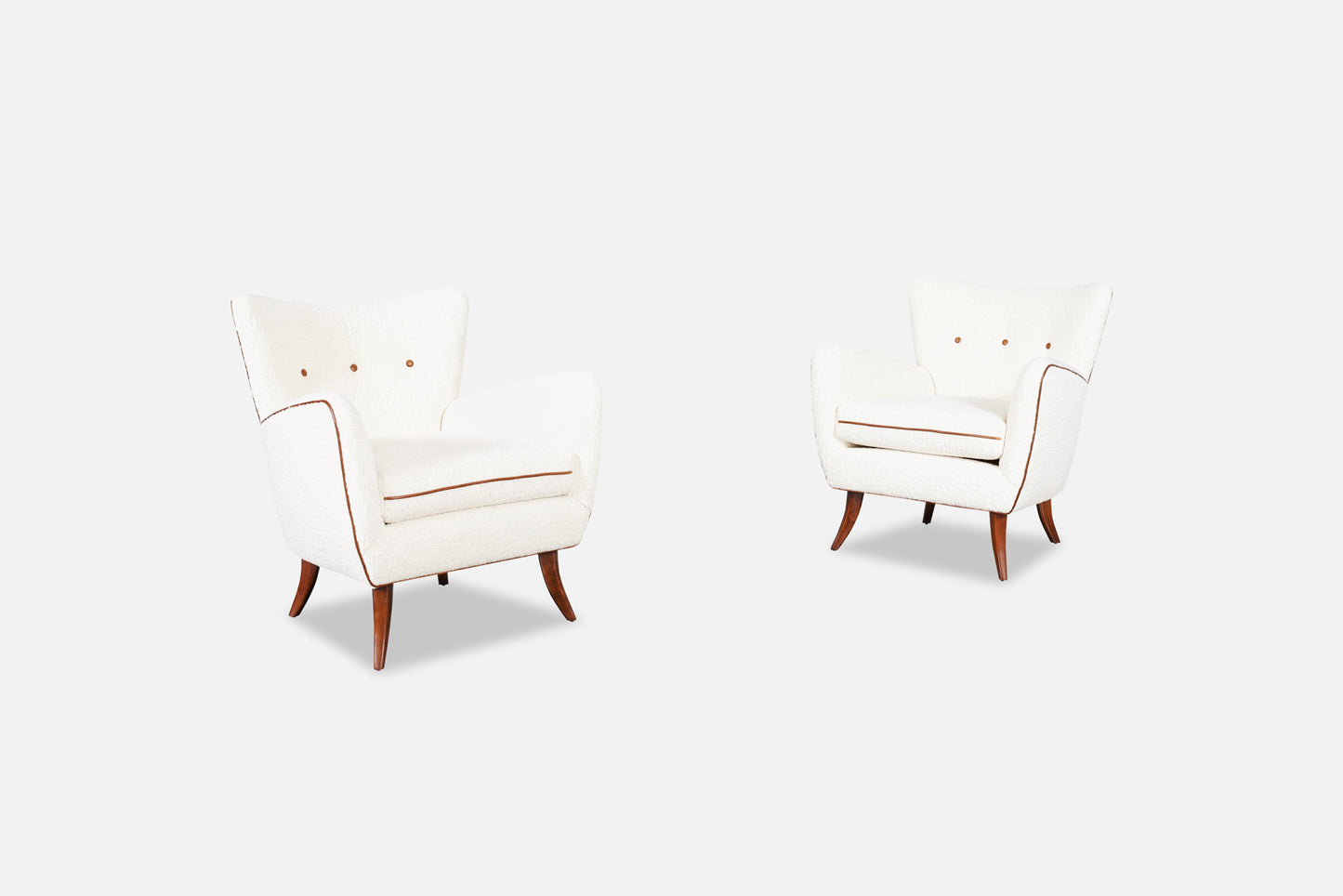 Vintage Boucle and Walnut Lounge Chairs by Ernst Schwadron
