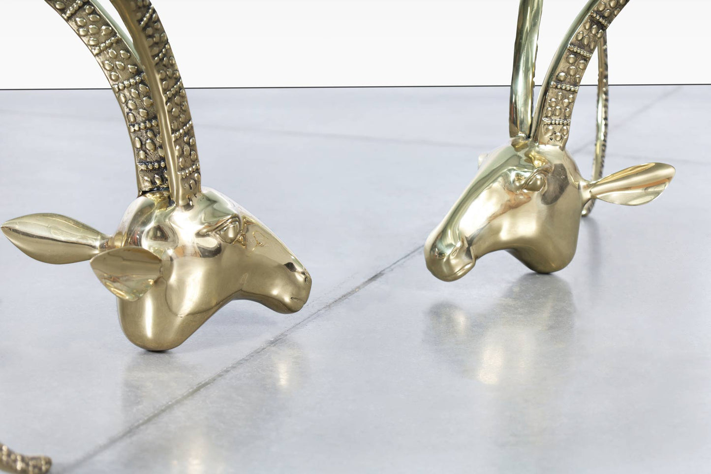 Vintage Brass Ibex Rams Head Coffee Table in the Style of Alain Chervet