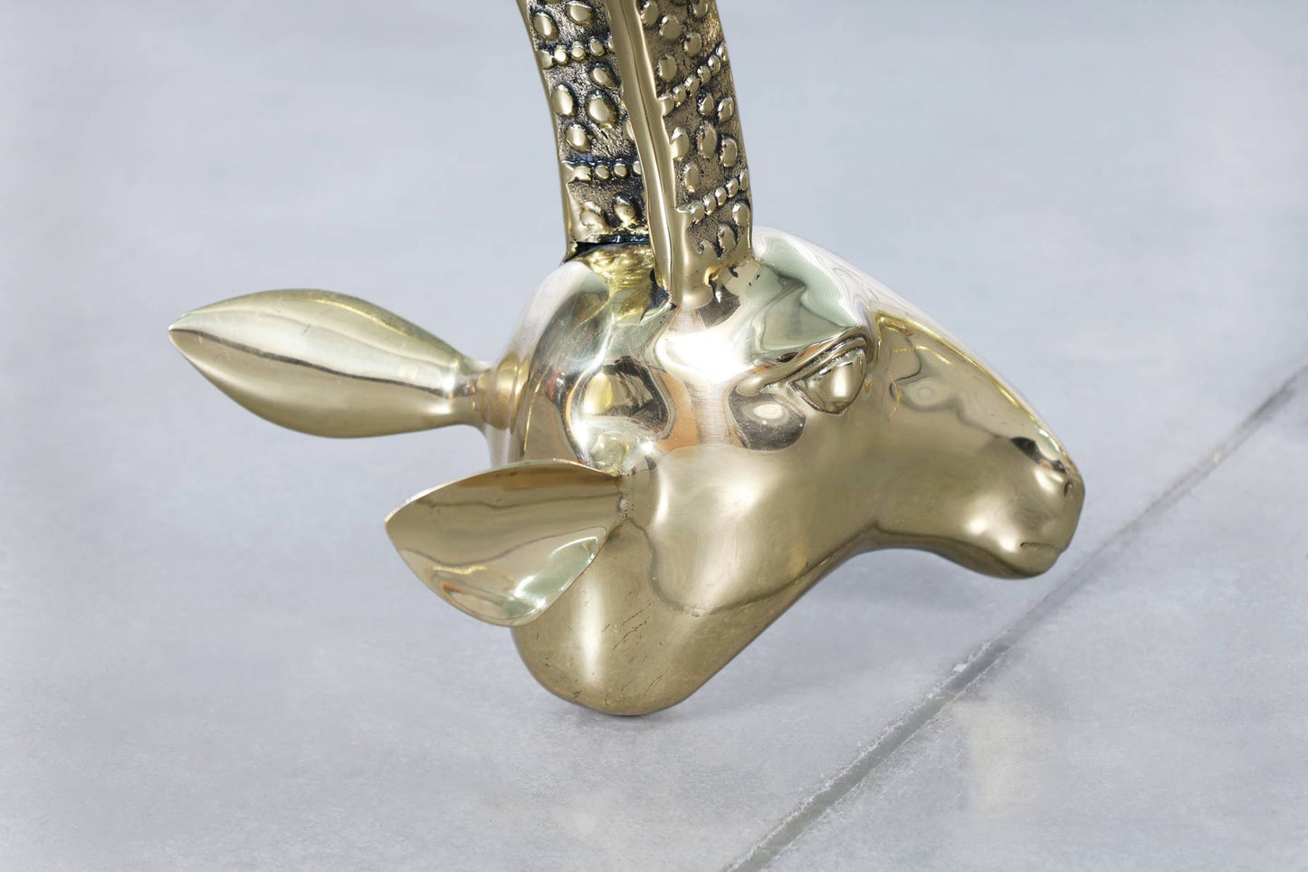 Vintage Brass Ibex Rams Head Coffee Table in the Style of Alain Chervet