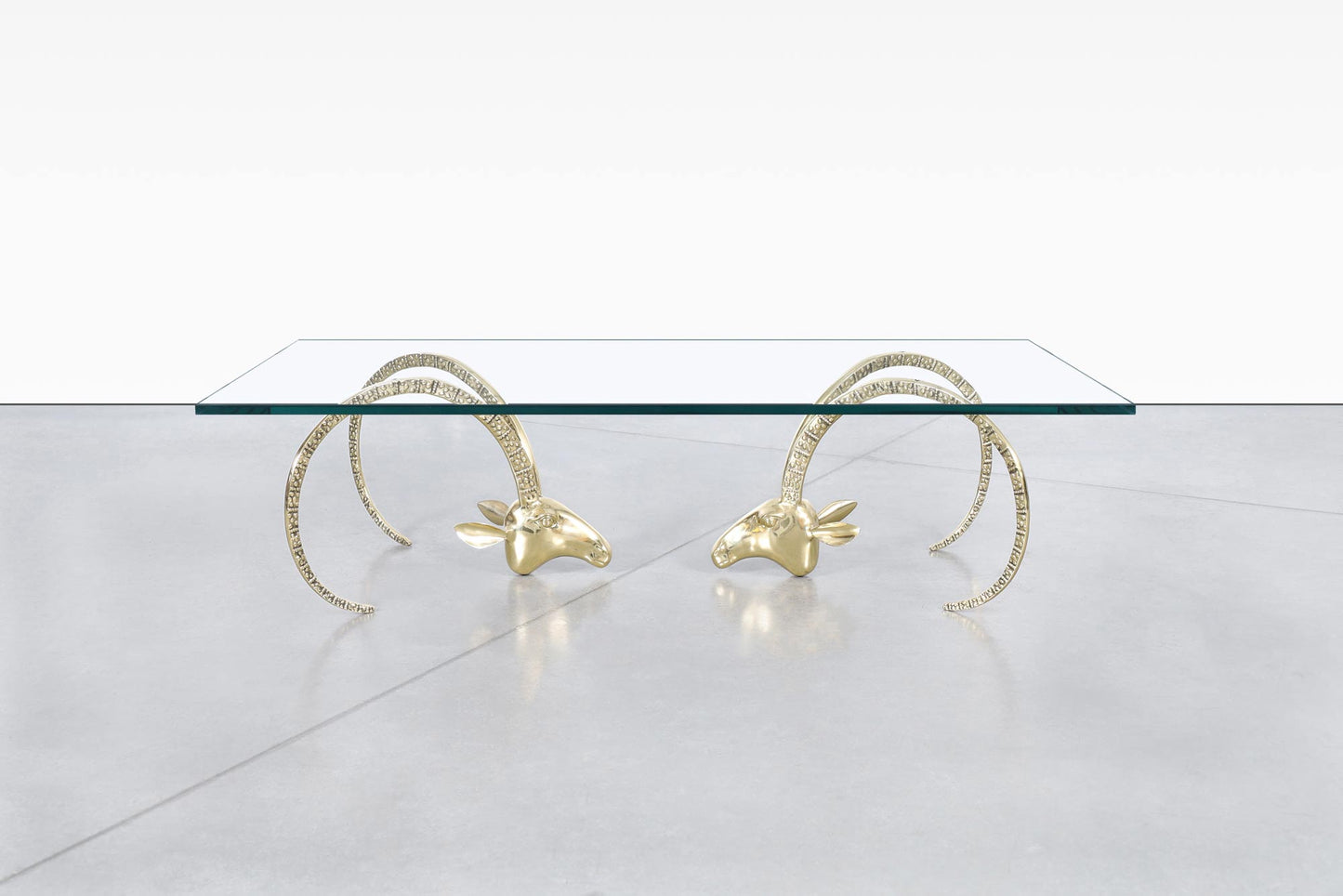 Vintage Brass Ibex Rams Head Coffee Table in the Style of Alain Chervet