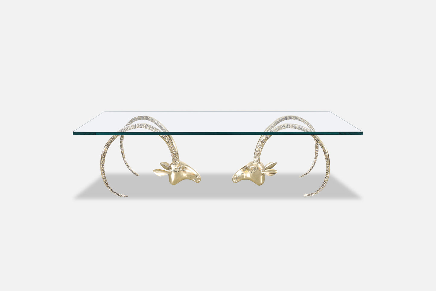 Vintage Brass Ibex Rams Head Coffee Table in the Style of Alain Chervet
