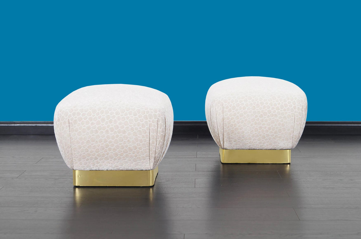 Vintage Brass "Poufs" Ottomans by Marge Carson