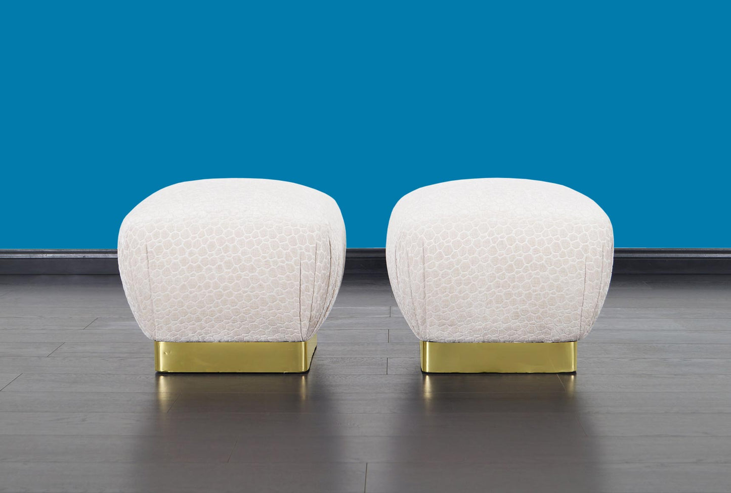 Vintage Brass "Poufs" Ottomans by Marge Carson